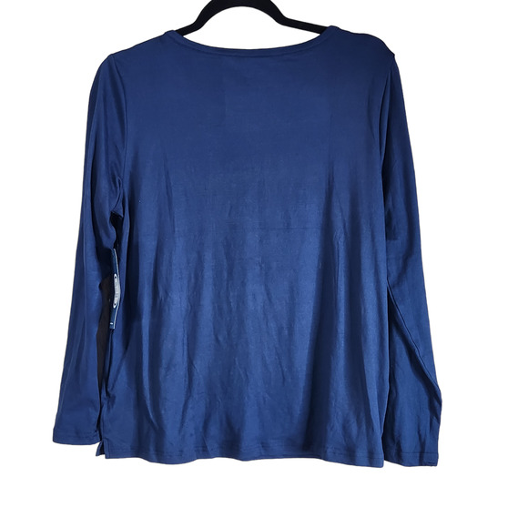 Life Is Good Sleep Shirt Women M Halloween Blue Long Sleeve Fall Pumpkin Dog NWT - Picture 2 of 8